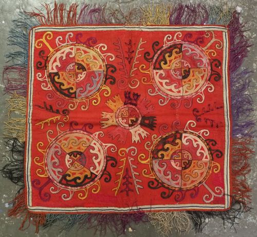 Antique Uzbek Lakai Tribe Ilgich, Dowry Embroidery for Wall Hanging, Circa 1880.