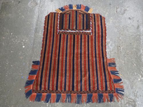 fig 1. ANTIQUE YOMUT TURKMEN HORSE COVER / BLANKET & SADDLE RUG, SCARCE CEREMONIAL ITEM, CIRCA 1890.