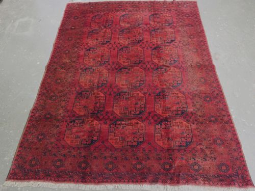 Antique Afghan Ersari Carpet, Warm Red Colour, Classic Design, Circa 1920.