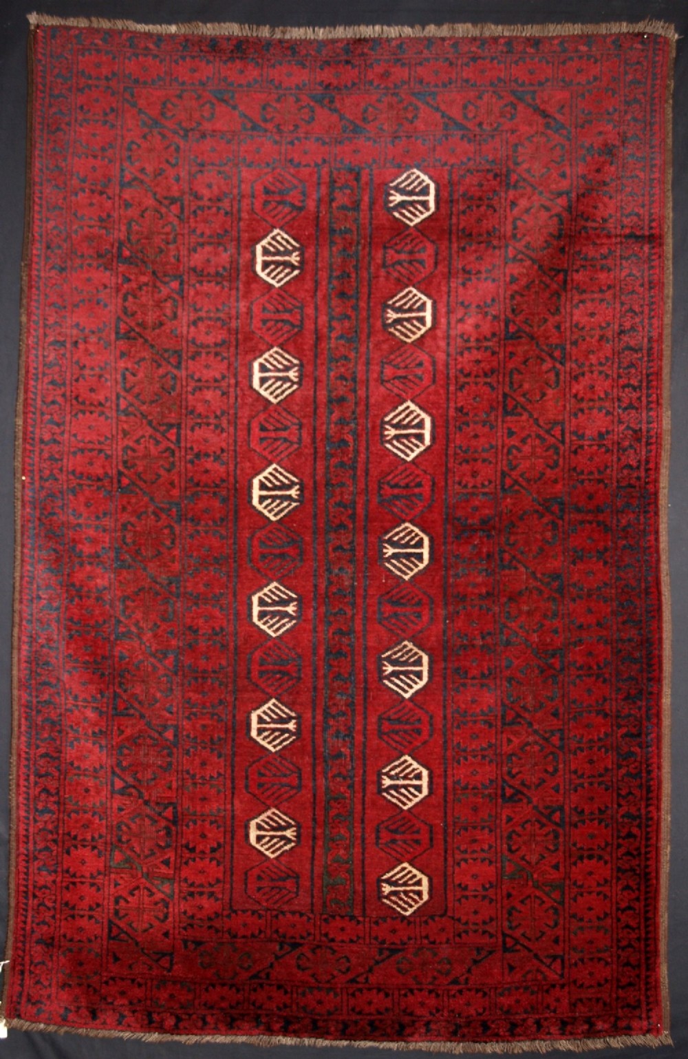 ANTIQUE AFGHAN RUG OF RARE ERSARI TURKMEN DESIGN, SUPERB COLOUR, CIRCA 1900-20
