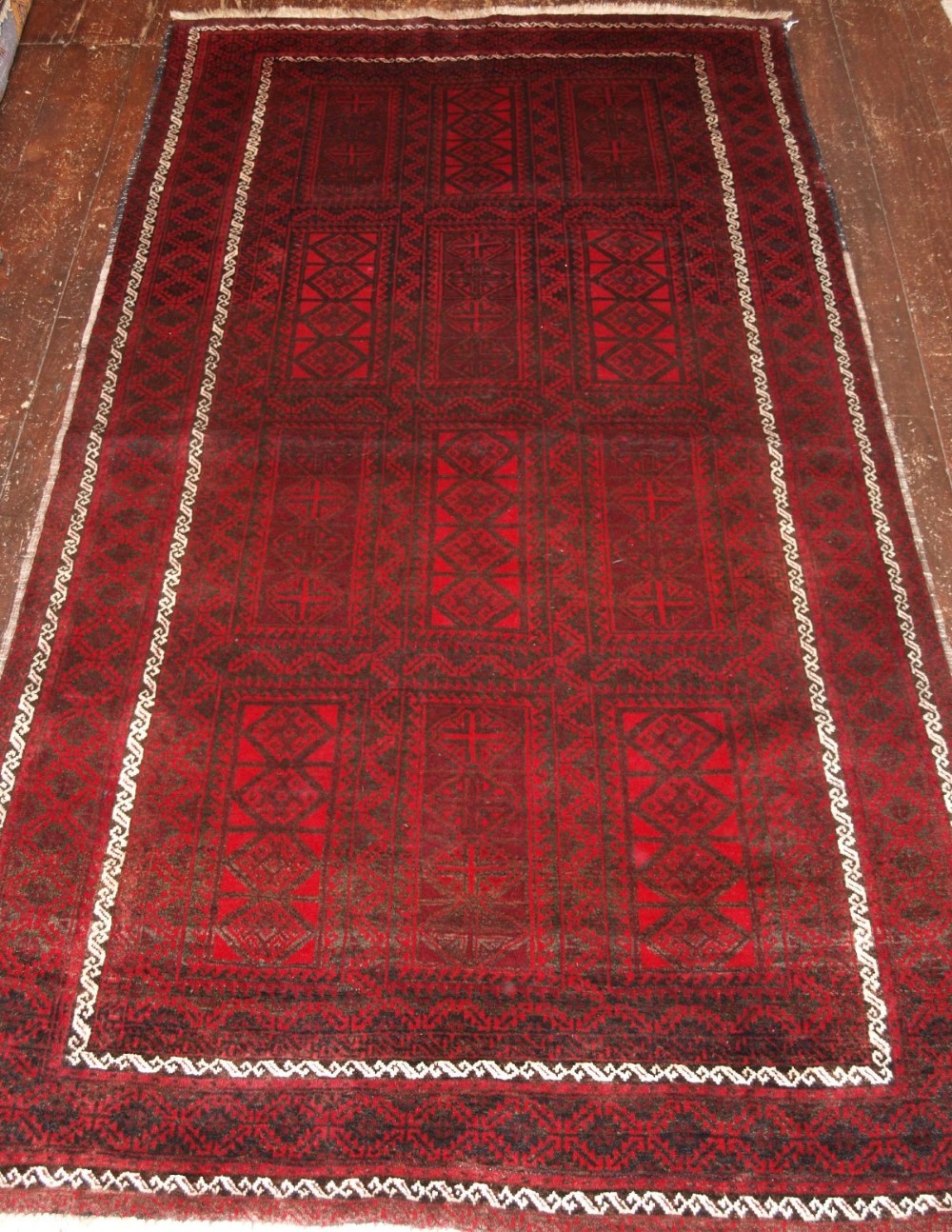 OLD AFGHAN VILLAGE RUG, TRADITIONAL DESIGN, SOFT GLOSSY WOOL, ABOUT 60 YEARS OLD.