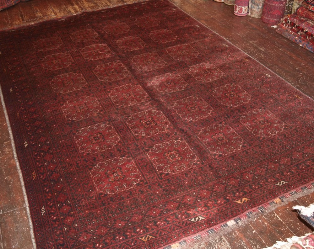 OLD AFGHAN VILLAGE RUG, UNUSUAL COLOUR & DESIGN, ABOUT 60 YEARS OLD