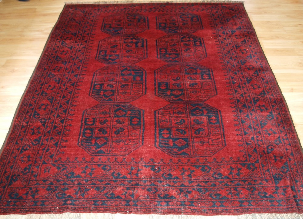 OLD AFGHAN VILLAGE RUG, TRADITIONAL DESIGN WITH EXCELLENT COLOUR, CIRCA 1920