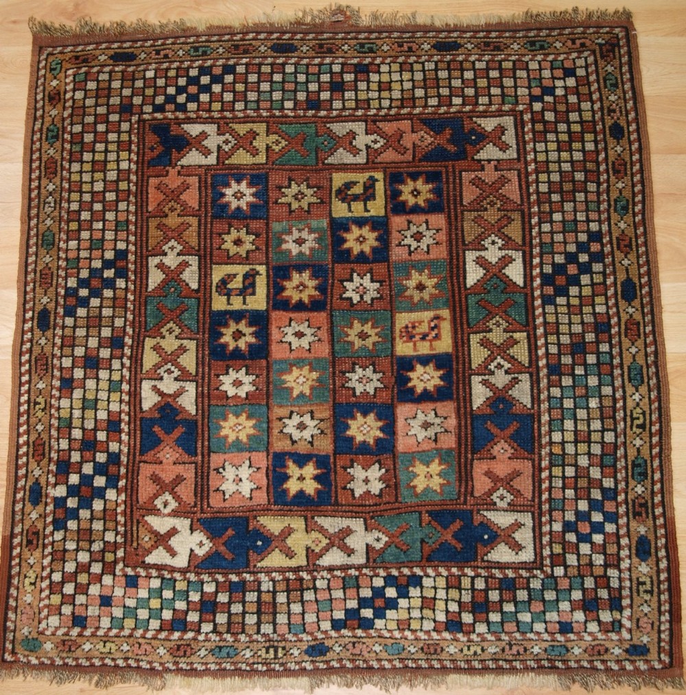 ANTIQUE TURKISH BERGAMA RUG OF SMALL SQUARE SIZE, 4TH QUARTER 19TH CENTURY