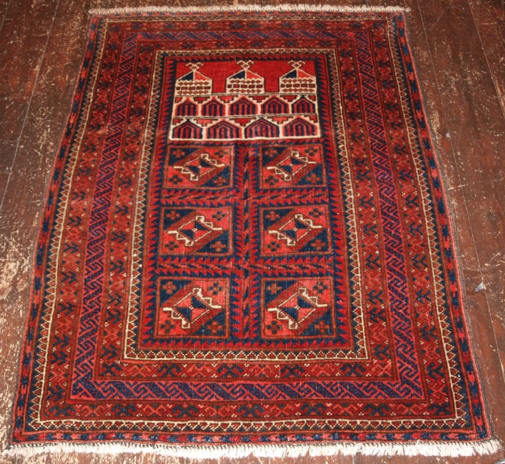 ANTIQUE AFGHAN TURKMEN PRAYER RUG OF UNUSUAL DESIGN, CIRCA 1900