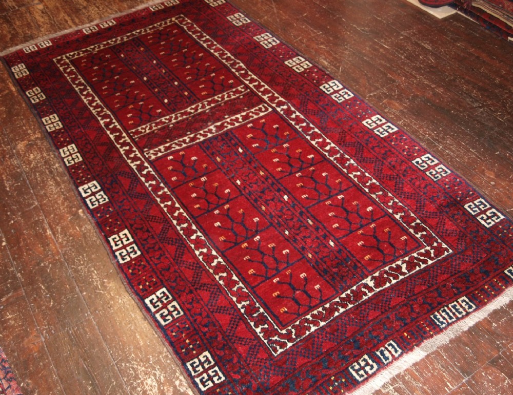 OLD AFGHAN VILLAGE RUG OF ENSI DESIGN, UNUSUAL SIZE, ABOUT 60 YEARS OLD.