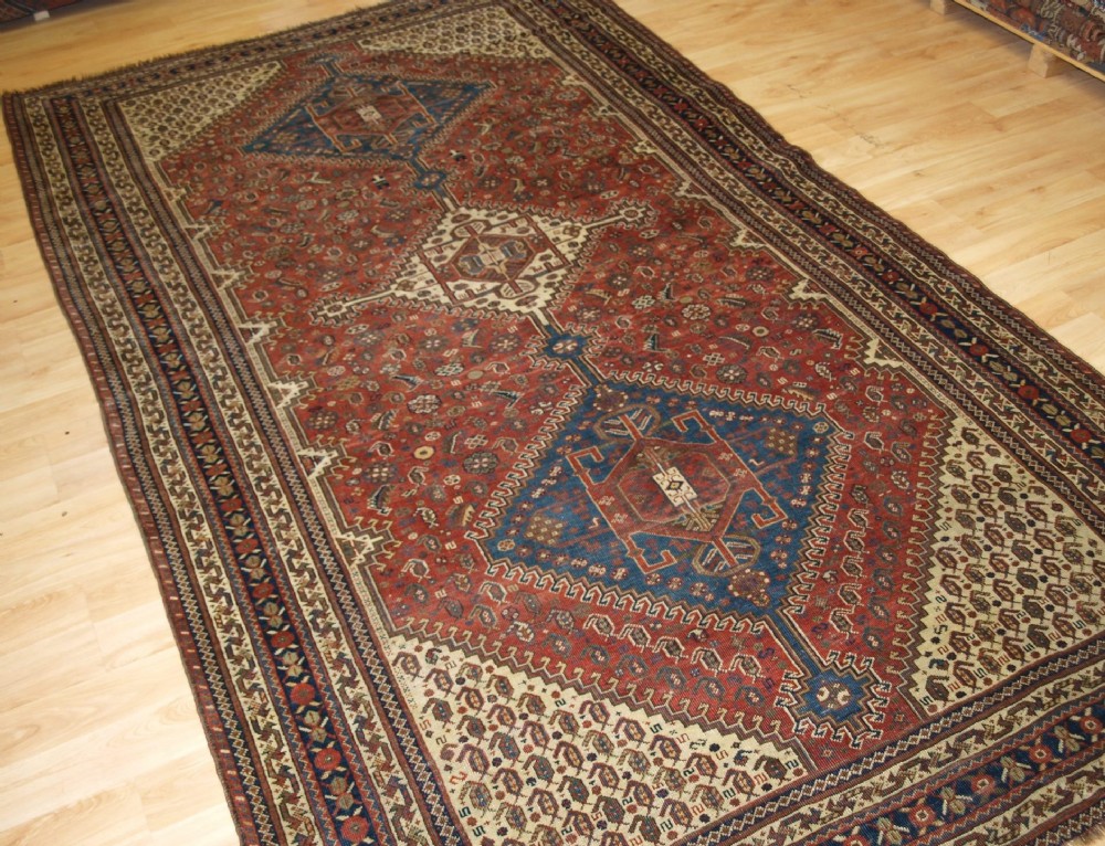 ANTIQUE TRIBAL QASHQAI RUG, CLASSIC DESIGN WITH MANY TRIBAL ELEMENTS, 4TH QUARTER 19TH CENT