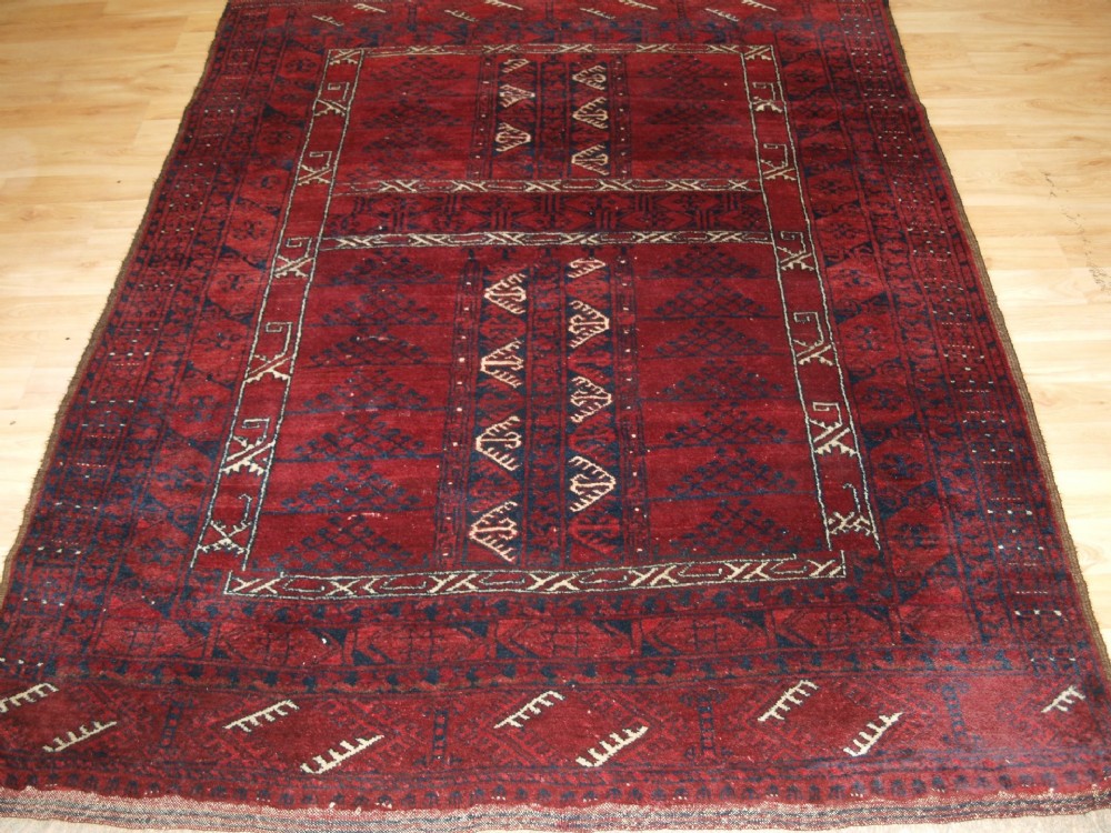 OLD AFGHAN VILLAGE RUG OF ERSARI TURKMEN ENSI DESIGN, CIRCA 1920