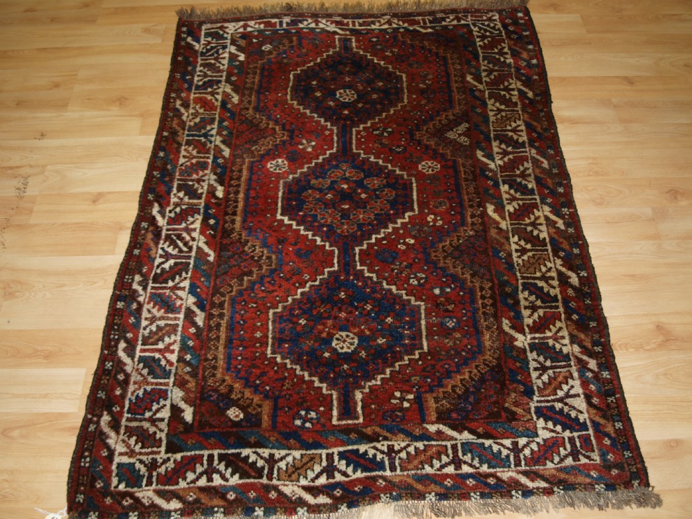 ANTIQUE SOUTH WEST PERSIAN TRIBAL RUG, SHIRAZ REGION,  GOOD COLOURS, CIRCA 1920