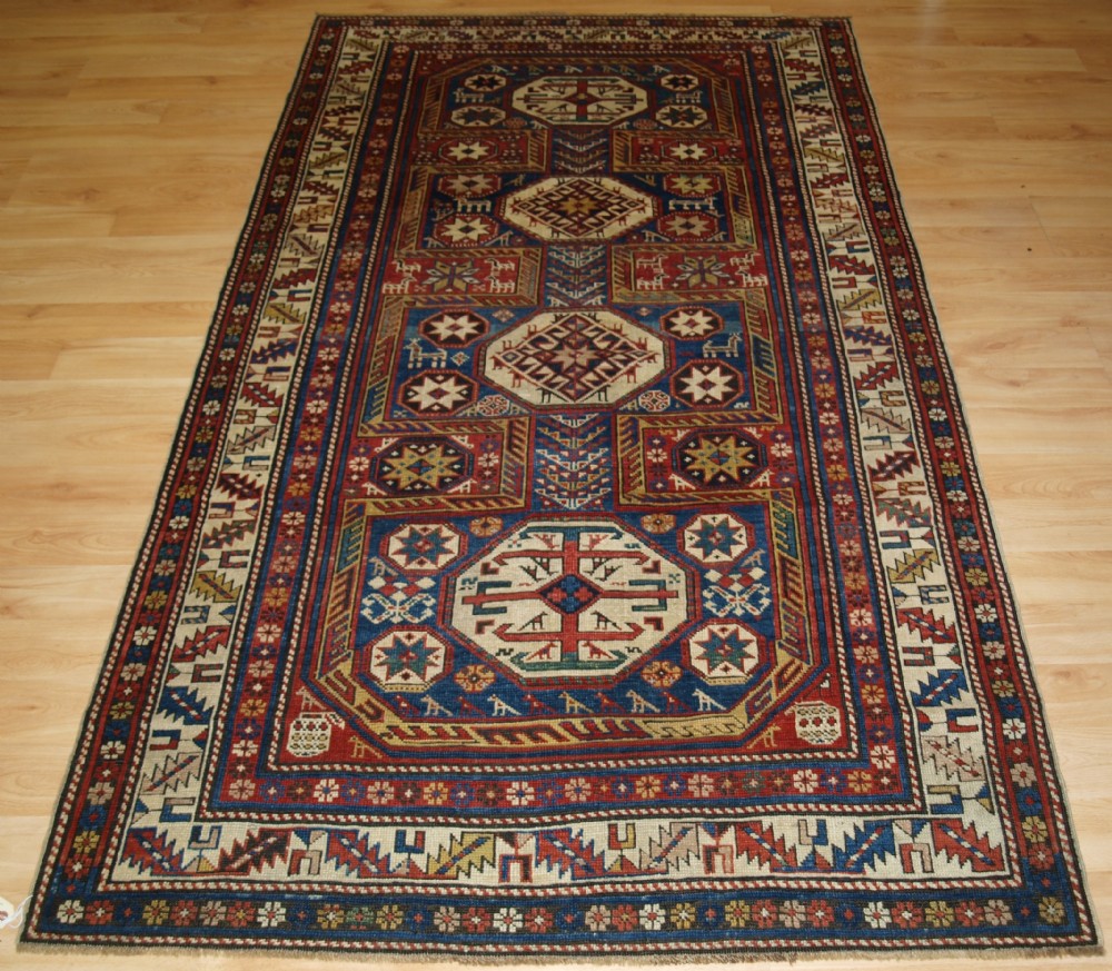 ANTIQUE CAUCASIAN SHIRVAN RUG WITH 'SURAHANI' GARDEN DESIGN, SUPERB COLOURS, 2ND HALF 19TH CENTURY.