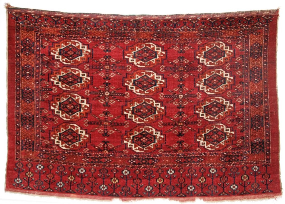 ANTIQUE ERSARI TURKMEN 12 GUL CHUVAL, SUPERB FLORAL ELEM, CIRCA 1900.