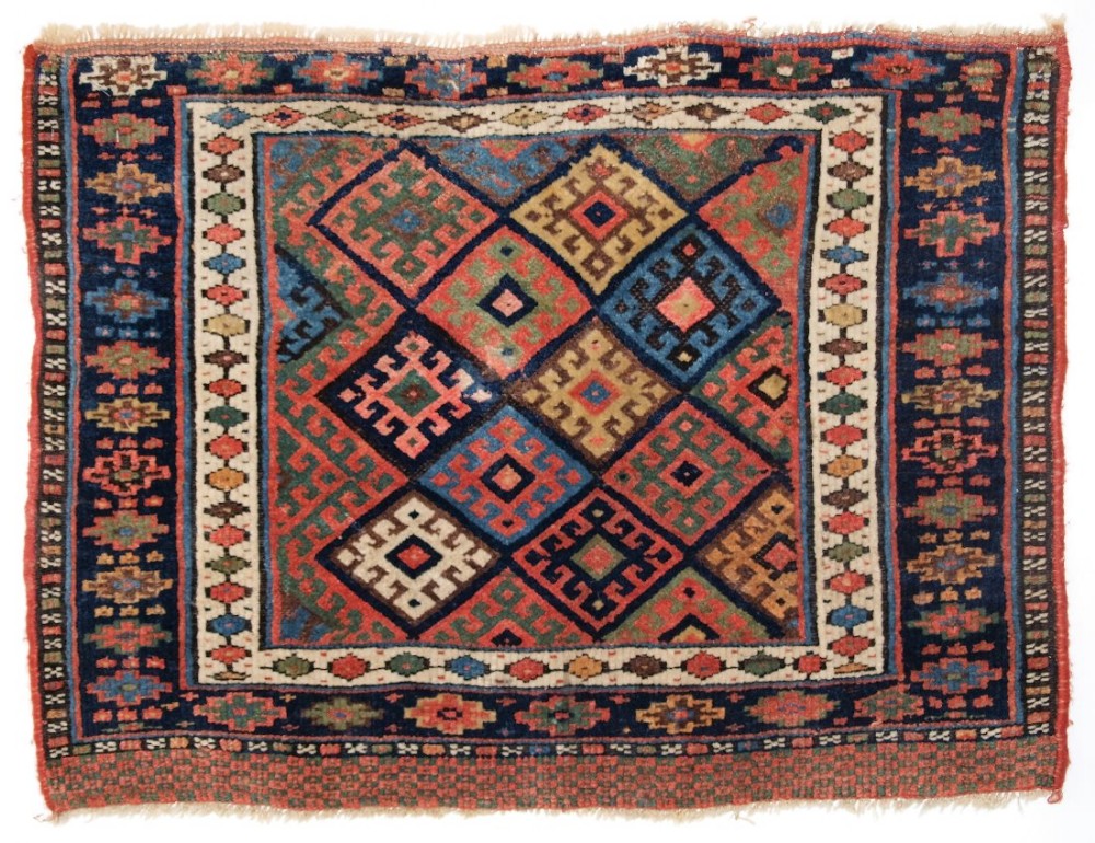 ANTIQUE NORTH PERSIAN JAF KURD BAG FACE , NICE YELLOW AND GOOD LOWER PANEL, CIRCA 1900.