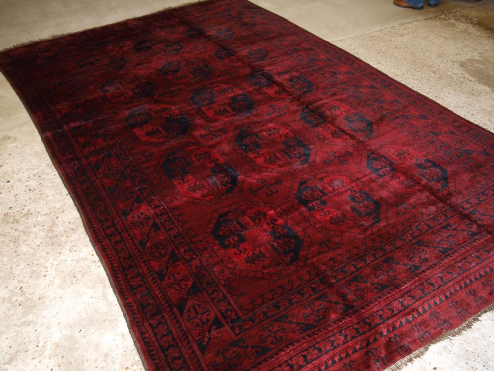 OLD TRADITIONAL AFGHAN ERSARI VILLAGE CARPET, VERY DEEP RICH RED COLOUR, SUPERB CONDITION, CIRCA 1920.