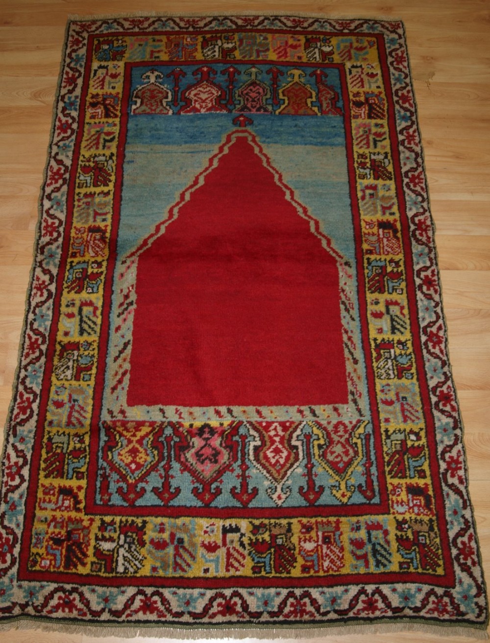 OLD TURKISH KIRSEHIR VILLAGE PRAYER RUG, SUPERB COLOUR AND CONDITION, CIRCA 1920.