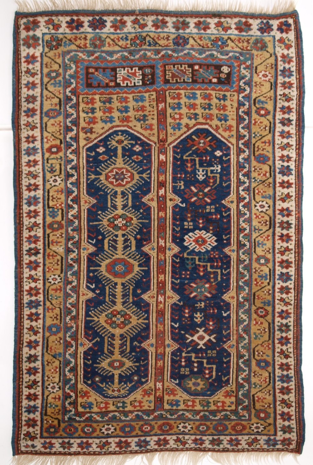 ANTIQUE TURKISH MEGRI PRAYER RUG, RARE YELLOW GROUND, MID 19TH CENTURY.