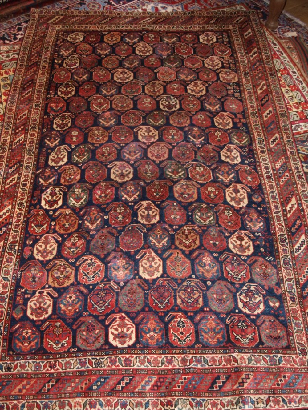 ANTIQUE SOUTH WEST PERSIAN AFSHAR RUG WITH ALL OVER BOTEH DESIGN, VERY SOFT WOOL, CIRCA 1890.