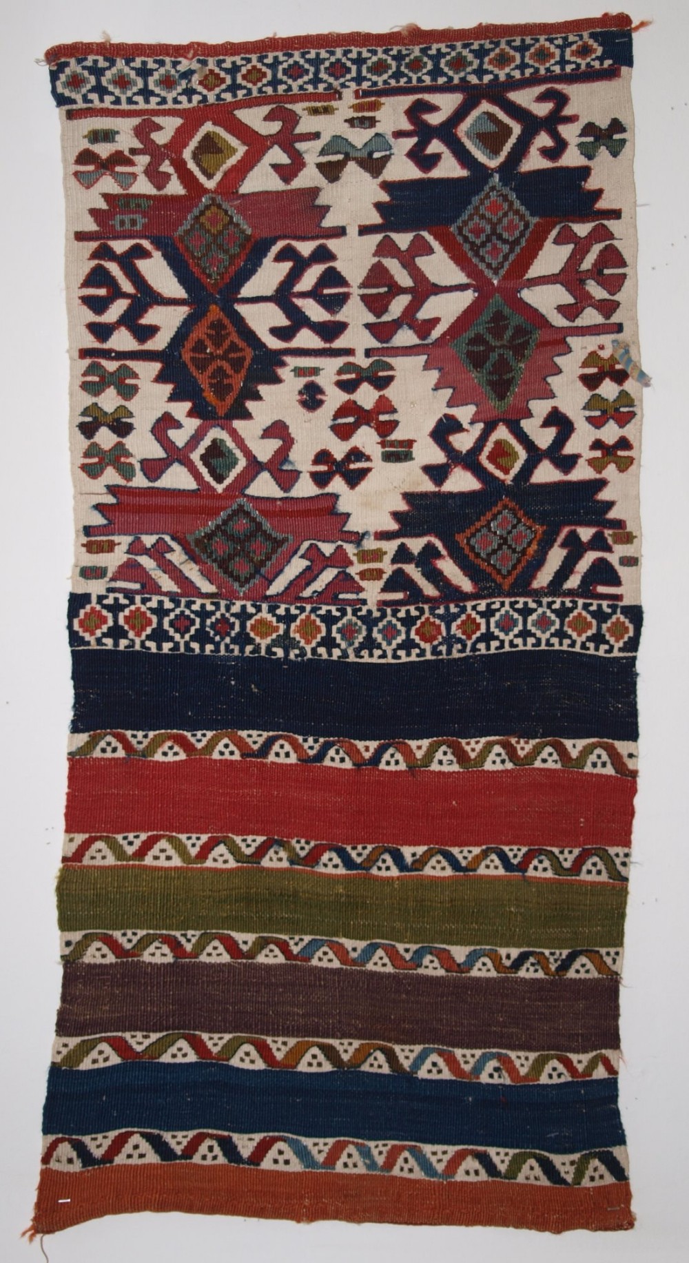 ANTIQUE TURKISH KILIM HEYBE (BAG) MALATYA REGION SOUTH EAST ANATOLIA, GREAT COLOURS, CIRCA 1900.