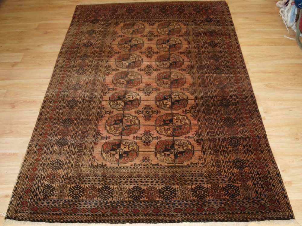 OLD AFGHAN RUG WITH TURKMEN DESIGN, VERY SOFT FADED COLOUR, GREAT FURNISHING RUG, CIRCA 1920.