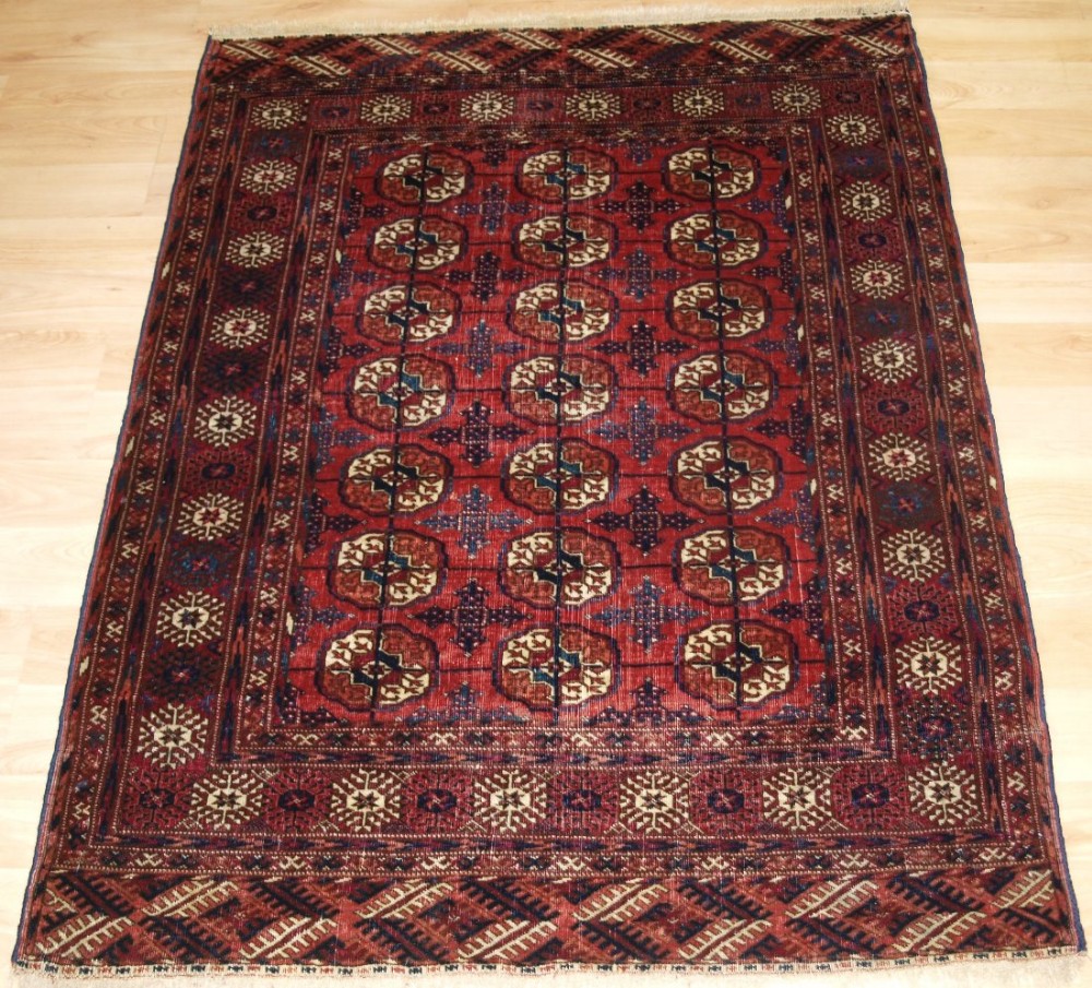 ANTIQUE TEKKE TURKMEN SMALL SIZE 'DOWRY' RUG WITH GREAT COLOUR, CIRCA 1900