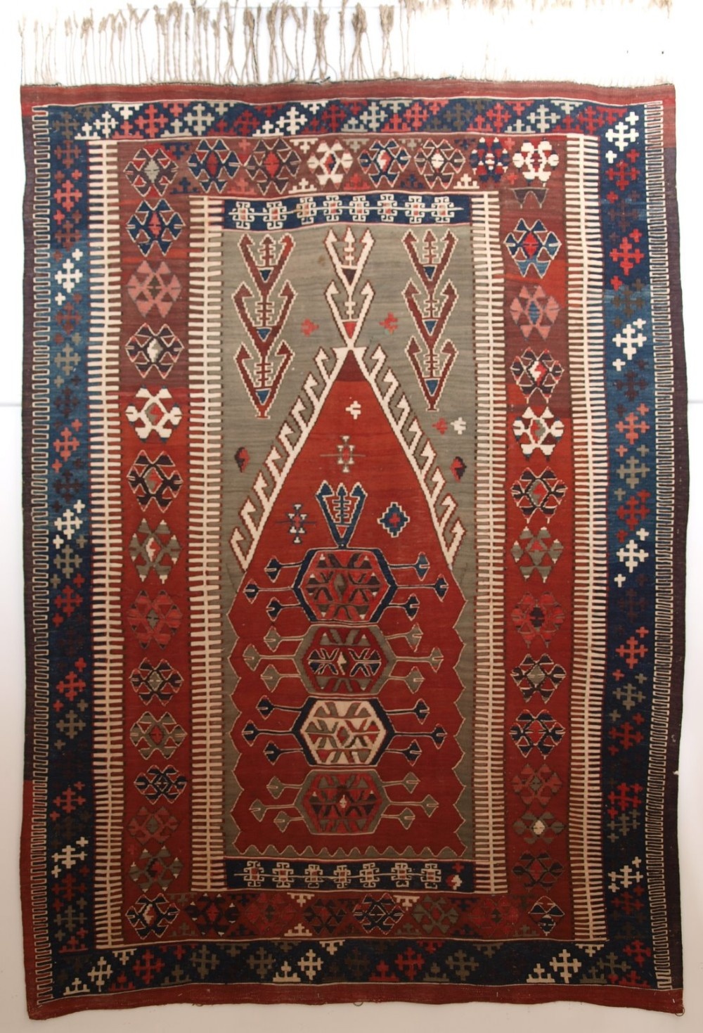 ANTIQUE TURKISH OBRUK PRAYER KILIM, PERFECT ORIGINAL CONDITION, CIRCA 1900.
