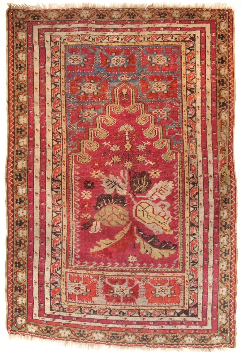 ANTIQUE TURKISH KIRSEHIR VILLAGE PRAYER RUG OF SMALL SIZE, 2ND HALF 19TH CENTURY.