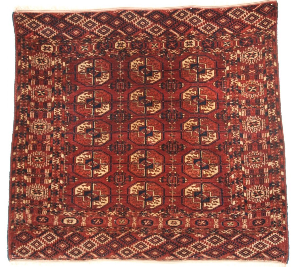 ANTIQUE TEKKE TURKMEN RUG, SMALL SIZE WITH SUPERB COLOUR & VELVET LIKE FEEL, CIRCA 1900