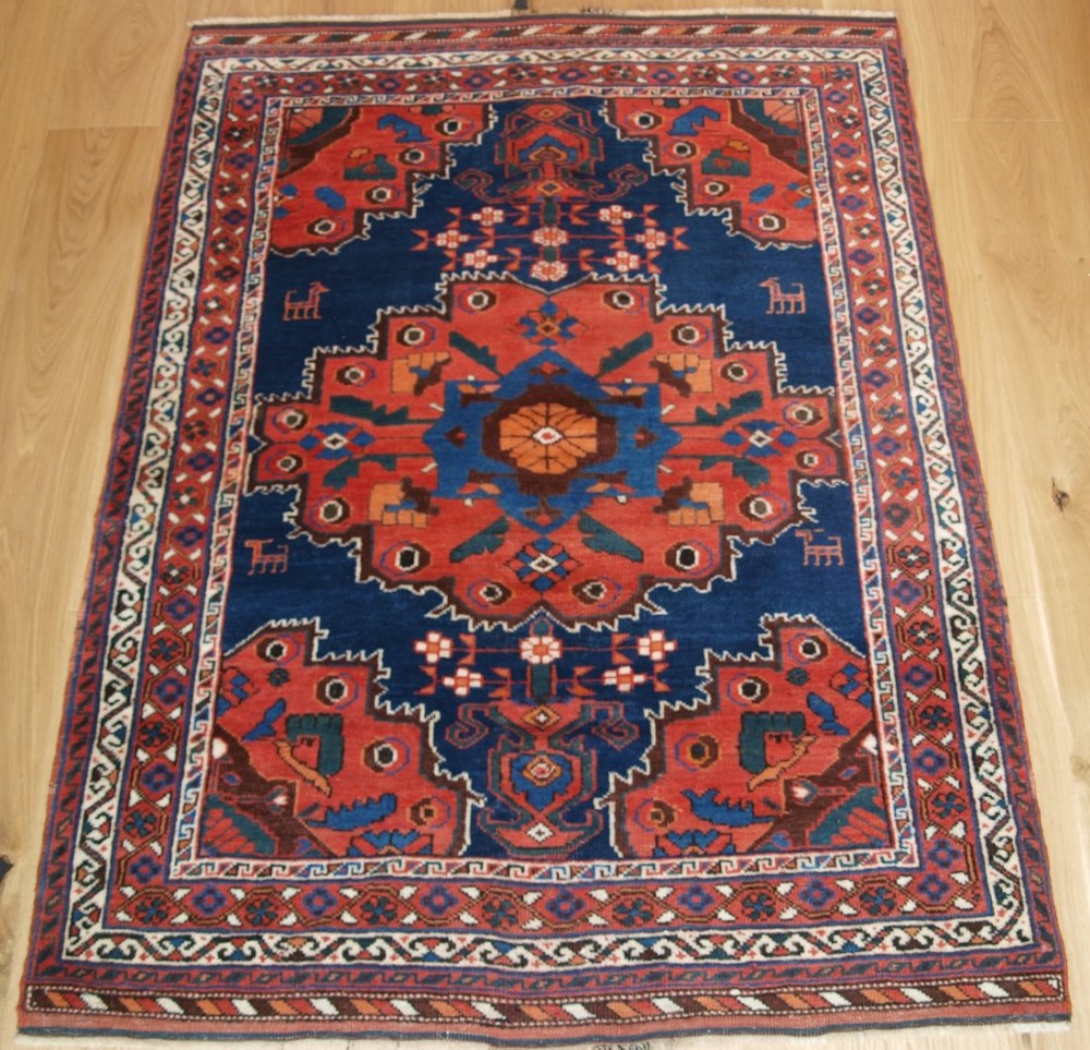 ANTIQUE PERSIAN AFSHAR RUG WITH VASE DESIGN AND ANIMALS, SUPERB COLOUR & CONDITION, CIRCA 1900