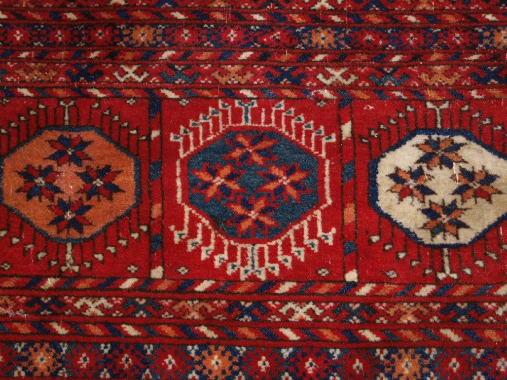 ANTIQUE TEKKE TURKMEN MAIN CARPET, UNUSUAL PILED ELEM END PANELS, 4TH QUARTER 19TH CENTURY. View XIII