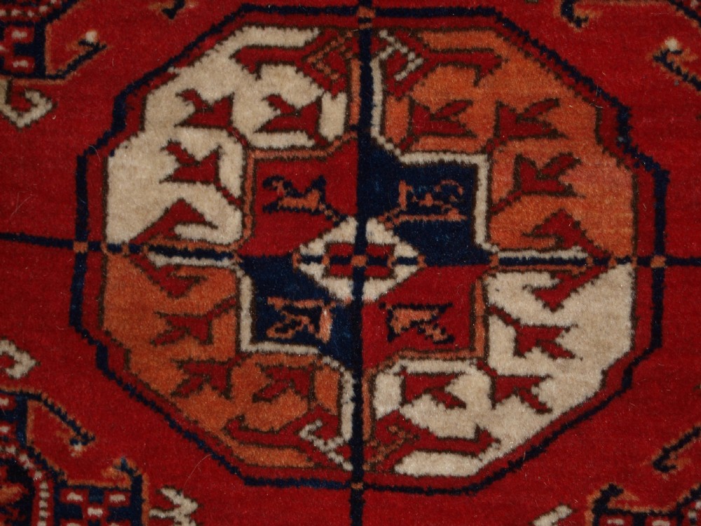 ANTIQUE TEKKE TURKMEN MAIN CARPET, UNUSUAL PILED ELEM END PANELS, 4TH QUARTER 19TH CENTURY. View XIV
