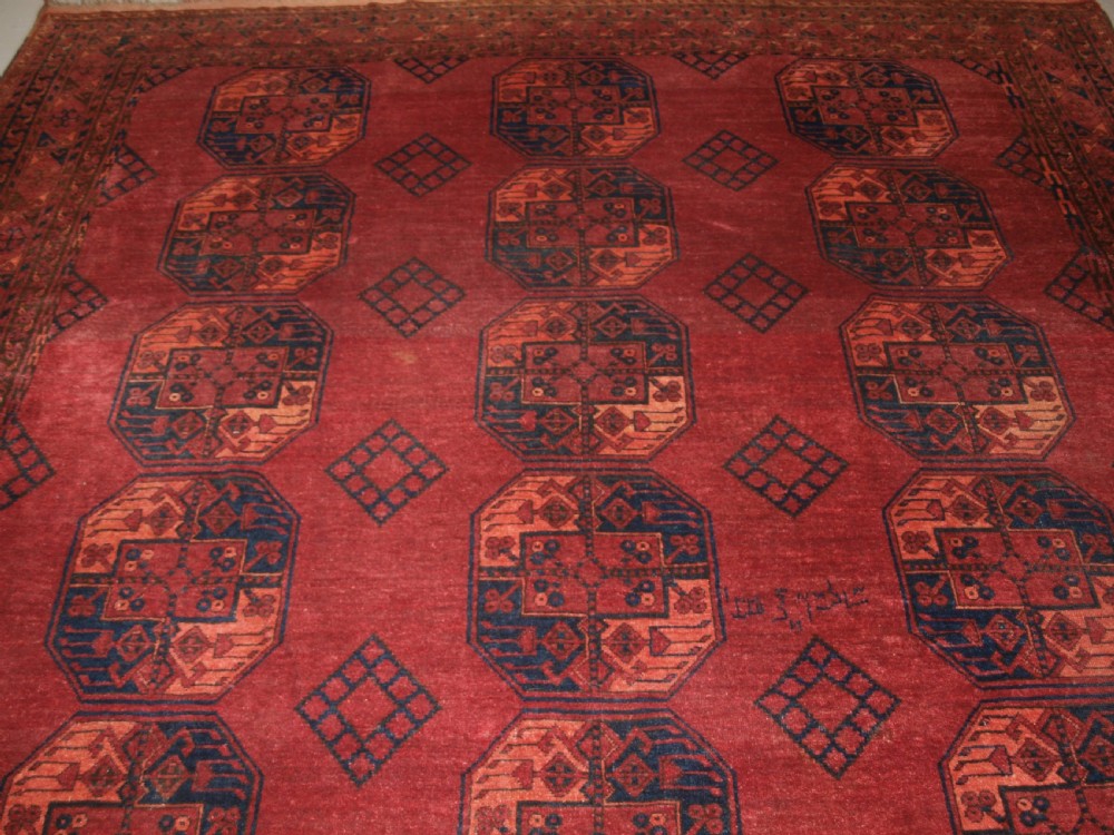 ANTIQUE AFGHAN ERSARI SULAYMAN CARPET, SUPERB COLOUR AND LARGE SIZE, INSCRIBED AND DATED, CIRCA 1900. View V