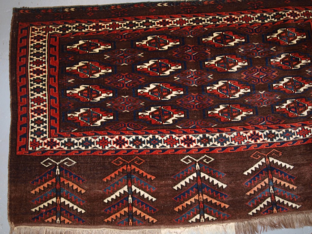 ANTIQUE YOUMT TURKMEN 16 GUL CHUVAL, GOOD ELEM DESIGN, CIRCA 1880. View III
