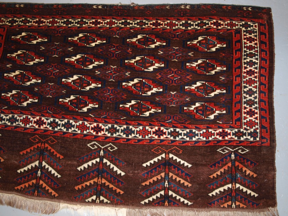 ANTIQUE YOUMT TURKMEN 16 GUL CHUVAL, GOOD ELEM DESIGN, CIRCA 1880. View IV