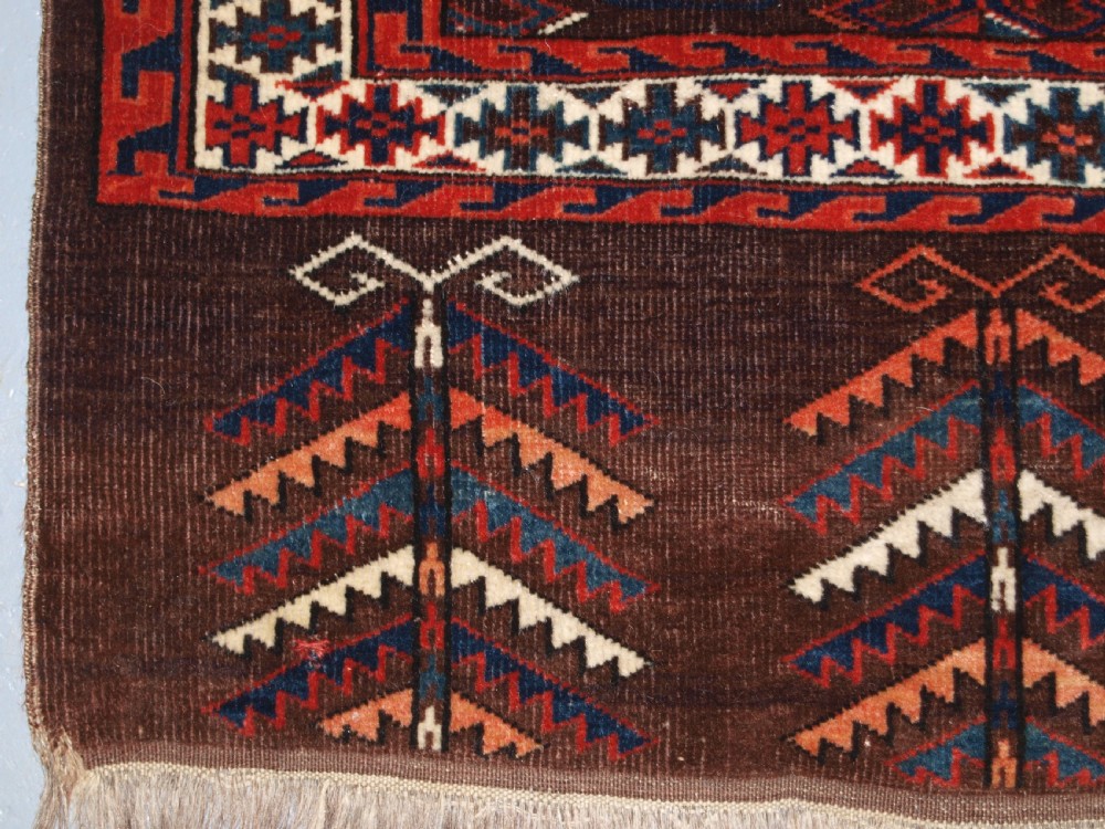 ANTIQUE YOUMT TURKMEN 16 GUL CHUVAL, GOOD ELEM DESIGN, CIRCA 1880. View VI
