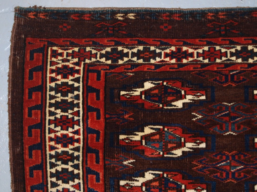 ANTIQUE YOUMT TURKMEN 16 GUL CHUVAL, GOOD ELEM DESIGN, CIRCA 1880. View VII
