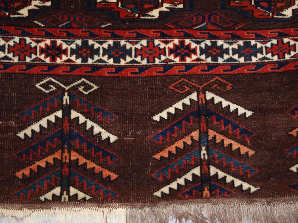 ANTIQUE YOUMT TURKMEN 16 GUL CHUVAL, GOOD ELEM DESIGN, CIRCA 1880. View VIII