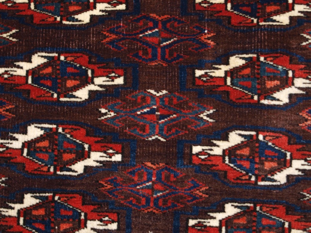 ANTIQUE YOUMT TURKMEN 16 GUL CHUVAL, GOOD ELEM DESIGN, CIRCA 1880. View IX