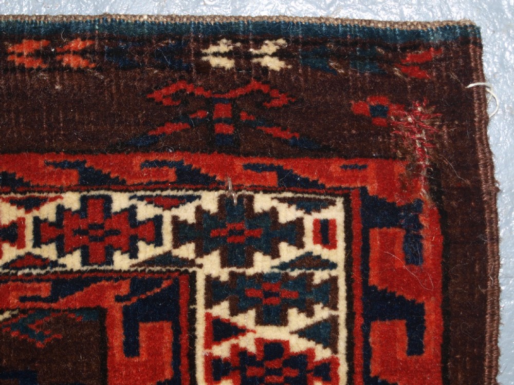 ANTIQUE YOUMT TURKMEN 16 GUL CHUVAL, GOOD ELEM DESIGN, CIRCA 1880. View X