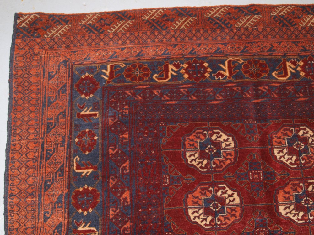 OLD AFGHAN VILLAGE CARPET WITH BESHIR TURKMEN BORDER DESIGN, CIRCA 1920. View III