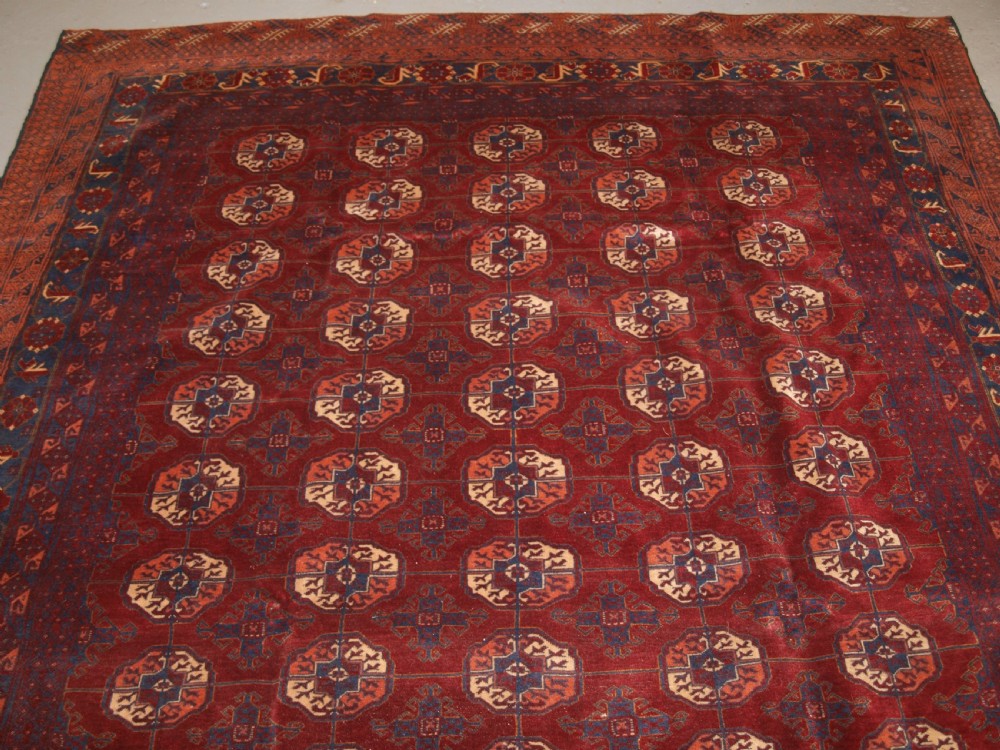 OLD AFGHAN VILLAGE CARPET WITH BESHIR TURKMEN BORDER DESIGN, CIRCA 1920. View V
