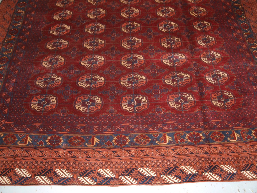 OLD AFGHAN VILLAGE CARPET WITH BESHIR TURKMEN BORDER DESIGN, CIRCA 1920. View VII