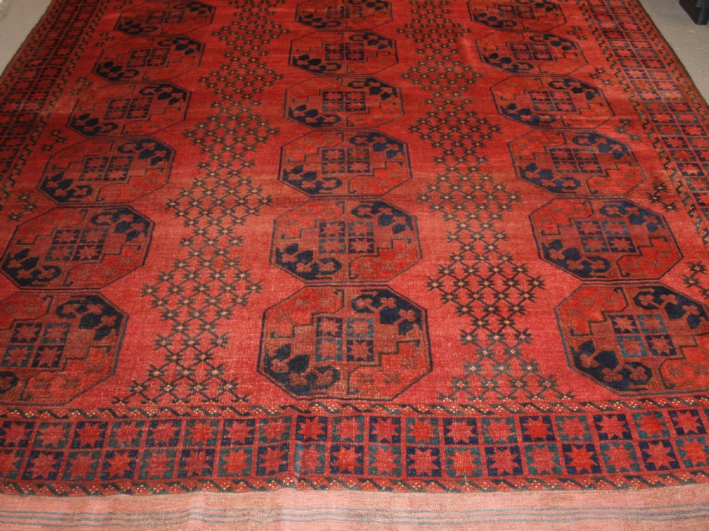 ANTIQUE AFGHAN ERSARI TURKMEN MAIN CARPET OF OUTSTANDING DESIGN AND COLOUR, 2ND HALF 19TH CENTURY. View VII