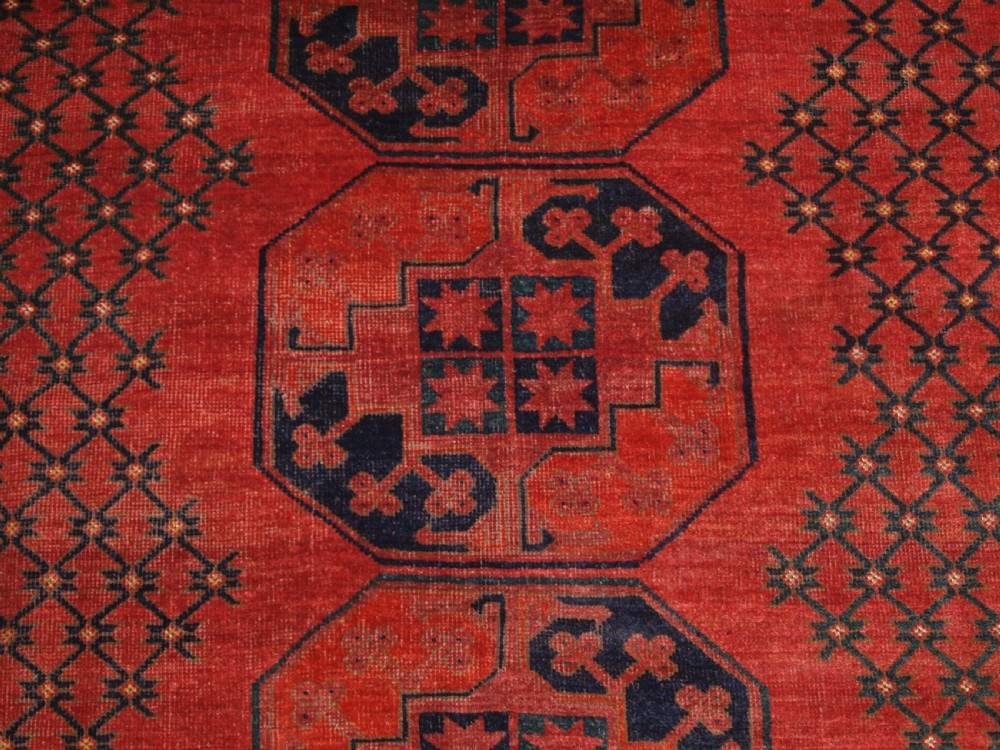 ANTIQUE AFGHAN ERSARI TURKMEN MAIN CARPET OF OUTSTANDING DESIGN AND COLOUR, 2ND HALF 19TH CENTURY. View IX