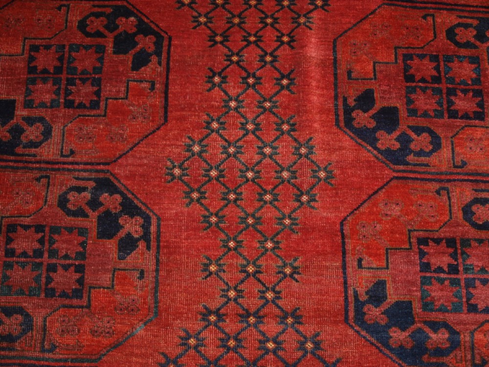 ANTIQUE AFGHAN ERSARI TURKMEN MAIN CARPET OF OUTSTANDING DESIGN AND COLOUR, 2ND HALF 19TH CENTURY. View X