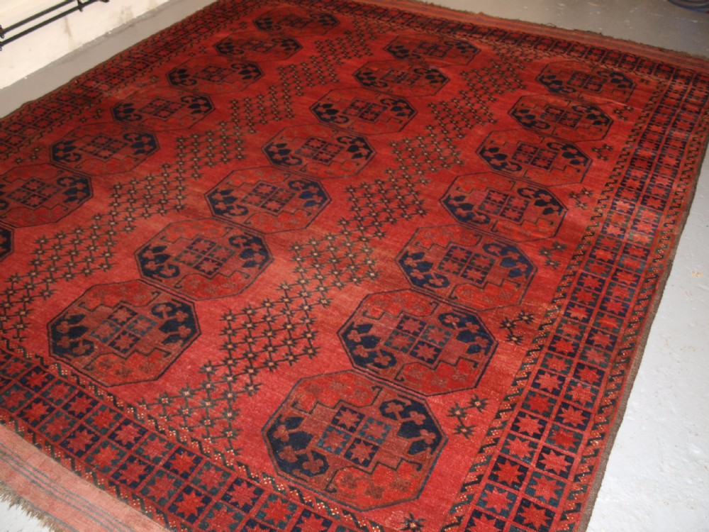 ANTIQUE AFGHAN ERSARI TURKMEN MAIN CARPET OF OUTSTANDING DESIGN AND COLOUR, 2ND HALF 19TH CENTURY. View XII