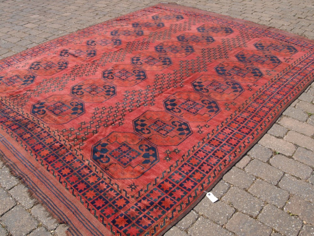ANTIQUE AFGHAN ERSARI TURKMEN MAIN CARPET OF OUTSTANDING DESIGN AND COLOUR, 2ND HALF 19TH CENTURY. View XIII
