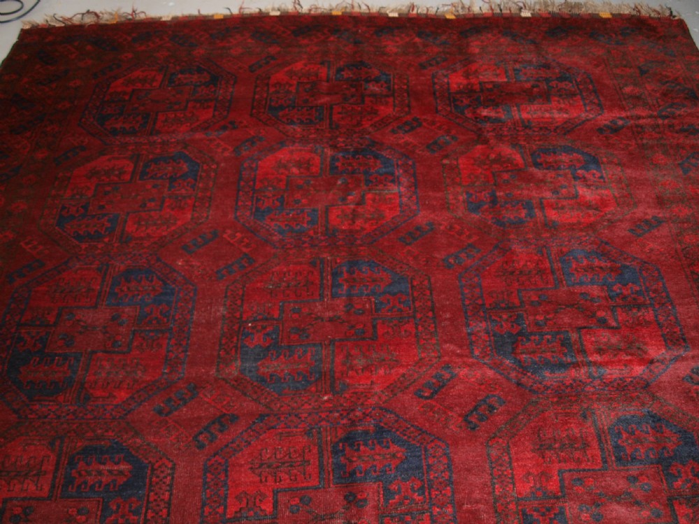 OLD AFGHAN VILLAGE CARPET, VERY DEEP RED COLOUR, TRADITIONAL DESIGN, CIRCA 1920. View V