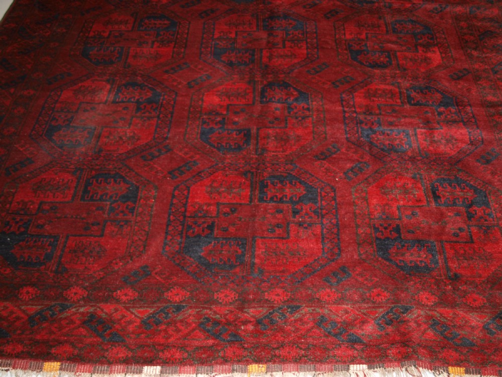 OLD AFGHAN VILLAGE CARPET, VERY DEEP RED COLOUR, TRADITIONAL DESIGN, CIRCA 1920. View VI