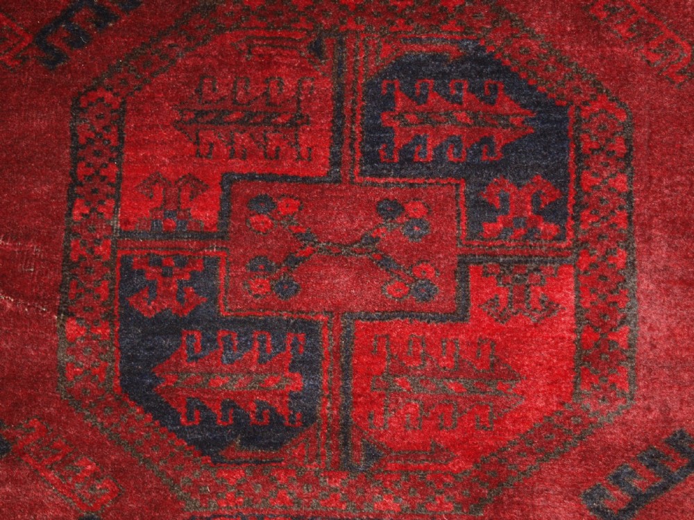 OLD AFGHAN VILLAGE CARPET, VERY DEEP RED COLOUR, TRADITIONAL DESIGN, CIRCA 1920. View VII