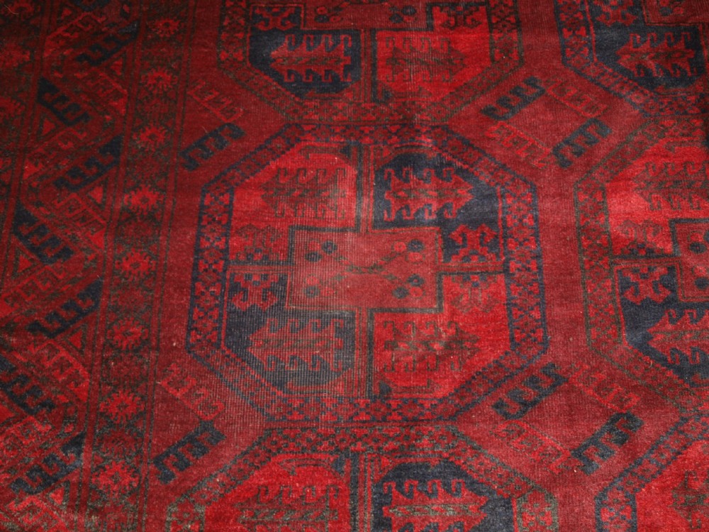 OLD AFGHAN VILLAGE CARPET, VERY DEEP RED COLOUR, TRADITIONAL DESIGN, CIRCA 1920. View IX