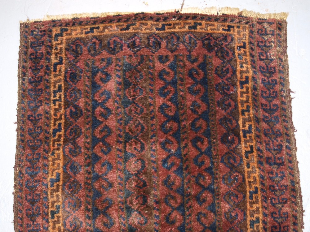 ANTIQUE AFGHAN BALUCH BALISHT STORAGE BAG FACE, GOOD DESIGN, CIRCA 1900. View II